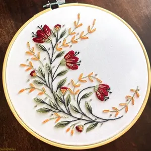 Bohemian Flora Embroidery Complete Kit - Beginner-Friendly DIY Stitching Set with English Guide, Handmade Needlework Supplies for Fashion & Clothes Accessories (Includes Handkerchiefs)