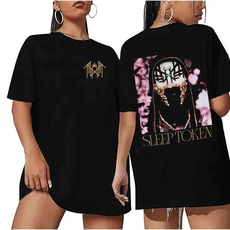 Men's Sleep Token Vessel Portrait 2-Sided Graphic T-Shirt - 100% Cotton Unisex Wear Fitted Casual Outfits, 2-Side Print Street Style Top for Music Fans, Tshirt, Apparel
