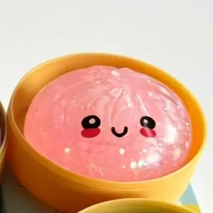 Glitter Dumpling Squishy Toy with Simulation Steamer Box, Soft Elastic Squeeze Fidget Toy, Cute Aesthetic Decor for Kids and Party Gift