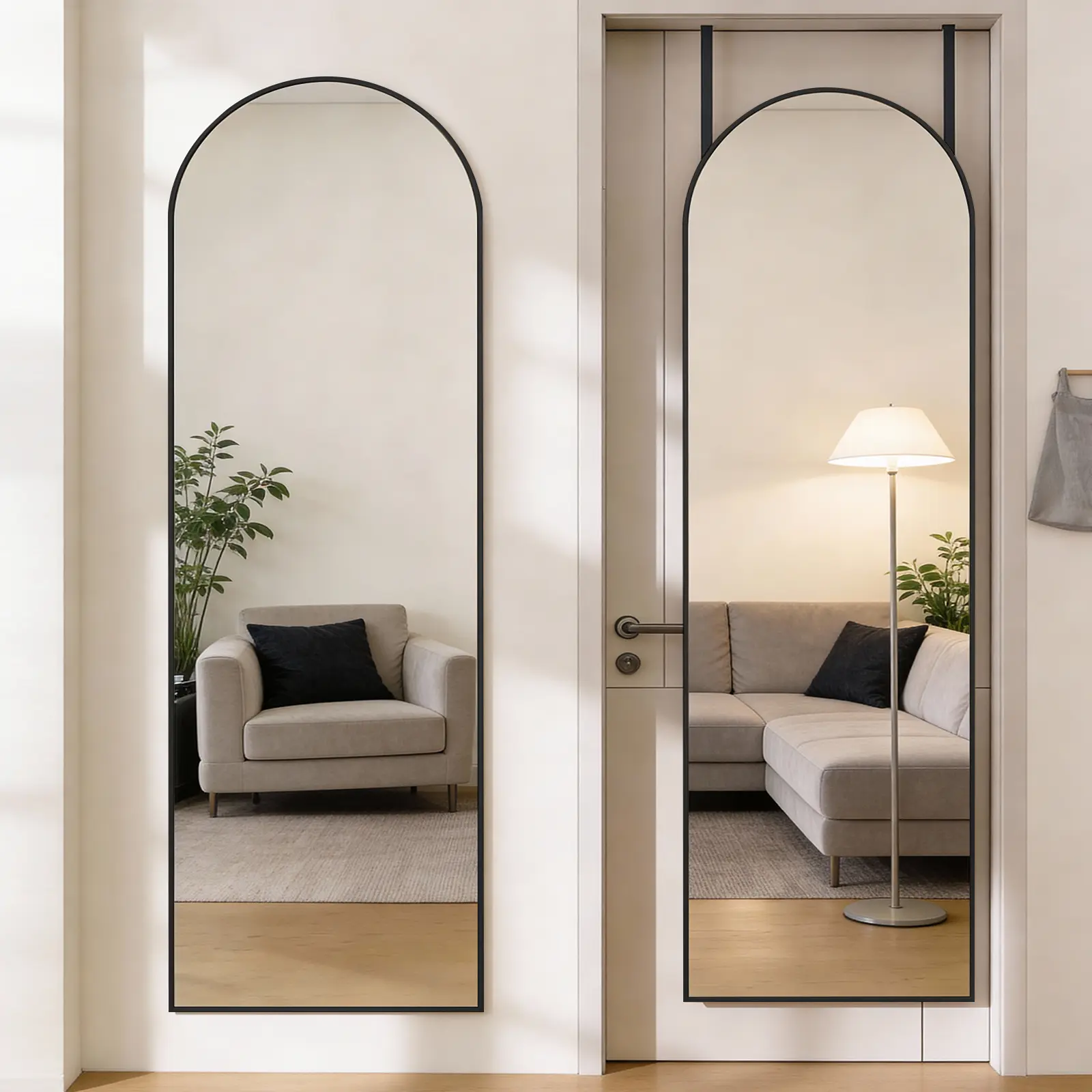 Sweetcrispy 47x14 in Aluminium Waterproof Rectangle Full Body Glass Mirror - Door Hanging, Wall Mounted, Space-Saving, Modern Decor, Room Decor, Explosion-Proof, HD Distortion-Free, Rustproof, Shockproof Home Bathroom Supply
