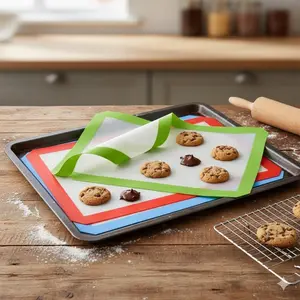 Silicone Baking Mat Set: Bakeware, Non-Stick, Heat-Resistant Oven Liner for Macarons, Cookies. Reusable & Anti-Slip Baking Pad for Home and Commercial Kitchen Use.