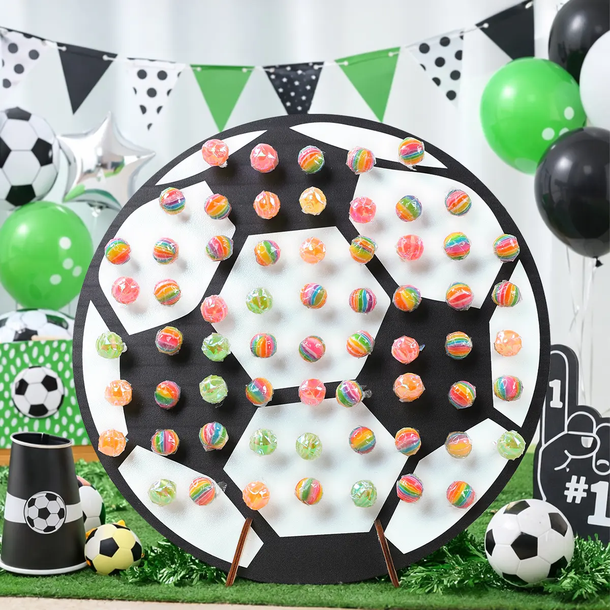 Soccer/Football-Themed  Wood Lollipop Holder — Lollipop Display Stand for Birthdays, Weddings, and Christenings, Wooden Lollipop Stick Display Stand  - Lollipop Holder - Lollipop Stand