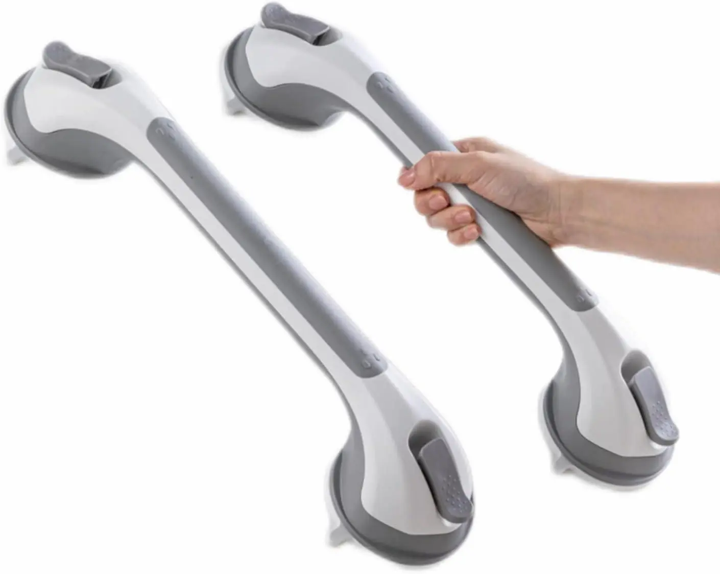 TAILI 2-Pack Suction Grab Bars for Bathtubs & Showers, Heavy-Duty ABS Bathroom Safety Grip, No-Drilling Removable Handrails for Seniors, Pregnant Women, Handicapped & Injured (240 lbs Capacity, Grey, G9)