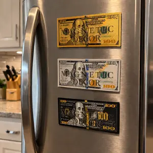 Metallic Bill-Style Fridge Magnet, Magnetic Kitchen Decor for Refrigerator, Locker & Memo Board, Gold Silver Black Color Options
