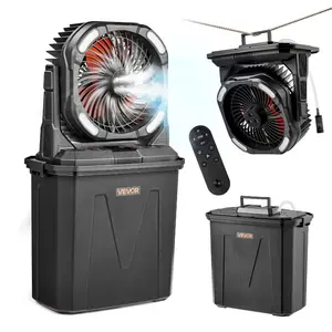 VEVOR Misting Fan, More than 2700RPM Motor Mister Fan, Mister Cooling Fans with 2.38 gal Water Tank, 10000mAh Battery, 4-Speed Wind 5 Lighting Modes, Water Cooling Fans for Indoor, Outdoor, Patio