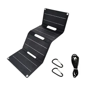 Foldable Solar Charger with USB Monocrystalline Solar Panel, Portable Power Bank for Camping Hiking Backpacking