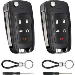 WOAOW Key Fob Case Replacement 5 Button for Chevy Cruze Camaro Impala Equinox GMC Terrain Buick Regal Lacrosse 2010 2011 2012 2013 2014 2015 2016 2017 Keyless Entry Remote Control Car Key Fob Shell - 2 Pack