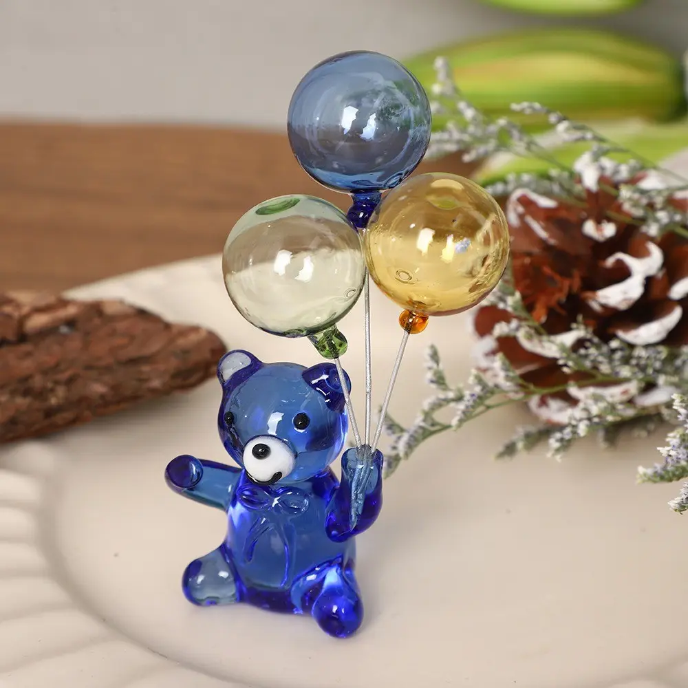 Handmade Balloon Bear Glass Animal Cartoon Bear Souvenir, Valentine's Day Gift, Christmas, Easter, Thanksgiving, Birthday, Student Gift