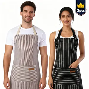Kitchen Cooking Aprons for Women and Men Adjustable Chef Apron with Pockets 2 PCs Lightweight Polyester Cotton Yarn Dyed Fabric Easy to Clean Sturdy Durable One Size Fits Most - Flower Set Hand