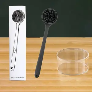 Long Handle Shower Brush, 1pc Soft Shower Scrubber, Body Brush for Deep Cleaning & Gentle Exfoliation Massage, Bathing Accessories for Home Bathroom, Body Care Tool, Silicone Bath Brush, Exfoliating Tool