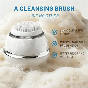 3-in-1 Waterproof Electric Facial Cleansing Brush - Rechargeable Sonic Face Scrubber with 3 Detachable Brush Heads for Deep Pore Cleaning & Massage, Skincare Beauty Device for All Skin Types