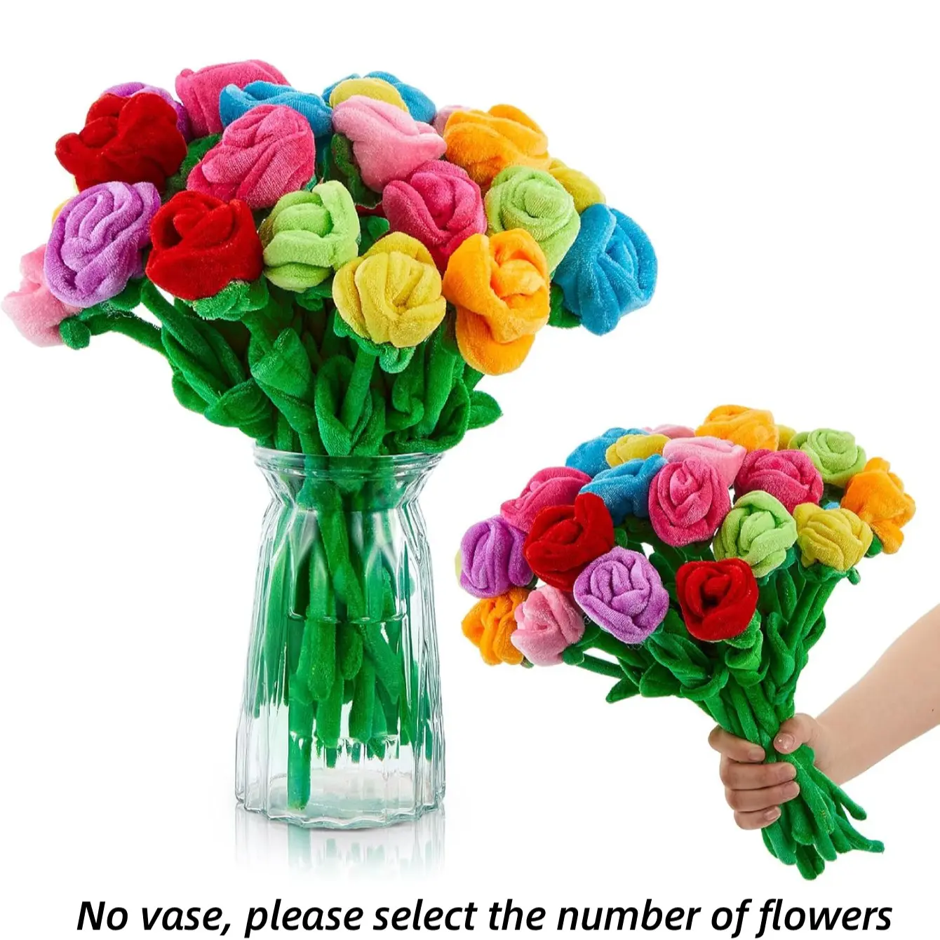 Plush Tulips Flower Stuffed Rose Flower, Bendable Stems Plush Bouquet Toy, Soft Rose Flower for Graduation 2026, Mother's Day Gift, Artificial Flower Decorations