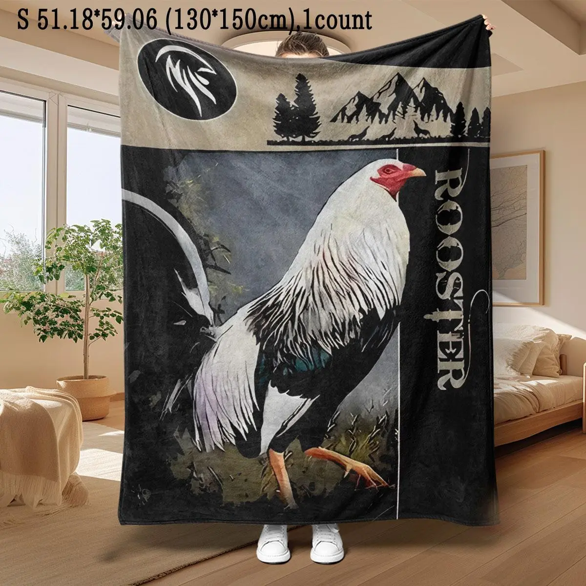 Rooster Pattern Throw Blanket - Soft, Comfortable, Lightweight, Warm, Skin-Gentle, Breathable All Season Animal Artwork Blanket - for Bedroom Bedding, Napping, 1 Count, All Season Blankets, Animal Artwork Blankets