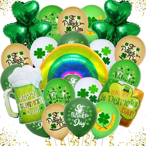 Big,St Patricks Day Balloons Decorations -Pack of 45| St Patricks Day Decorations| Shamrock Balloons for St. Patrick's Day Party Decorations| St Patricks Balloons Garland, Clover Foil Balloons