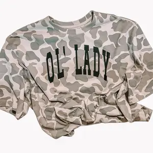 Ol' Lady Camo Boxy Tee, Vintage Style Camouflage Graphic Shirt, Funny Country Wife Gift, Mother's Day Apparel