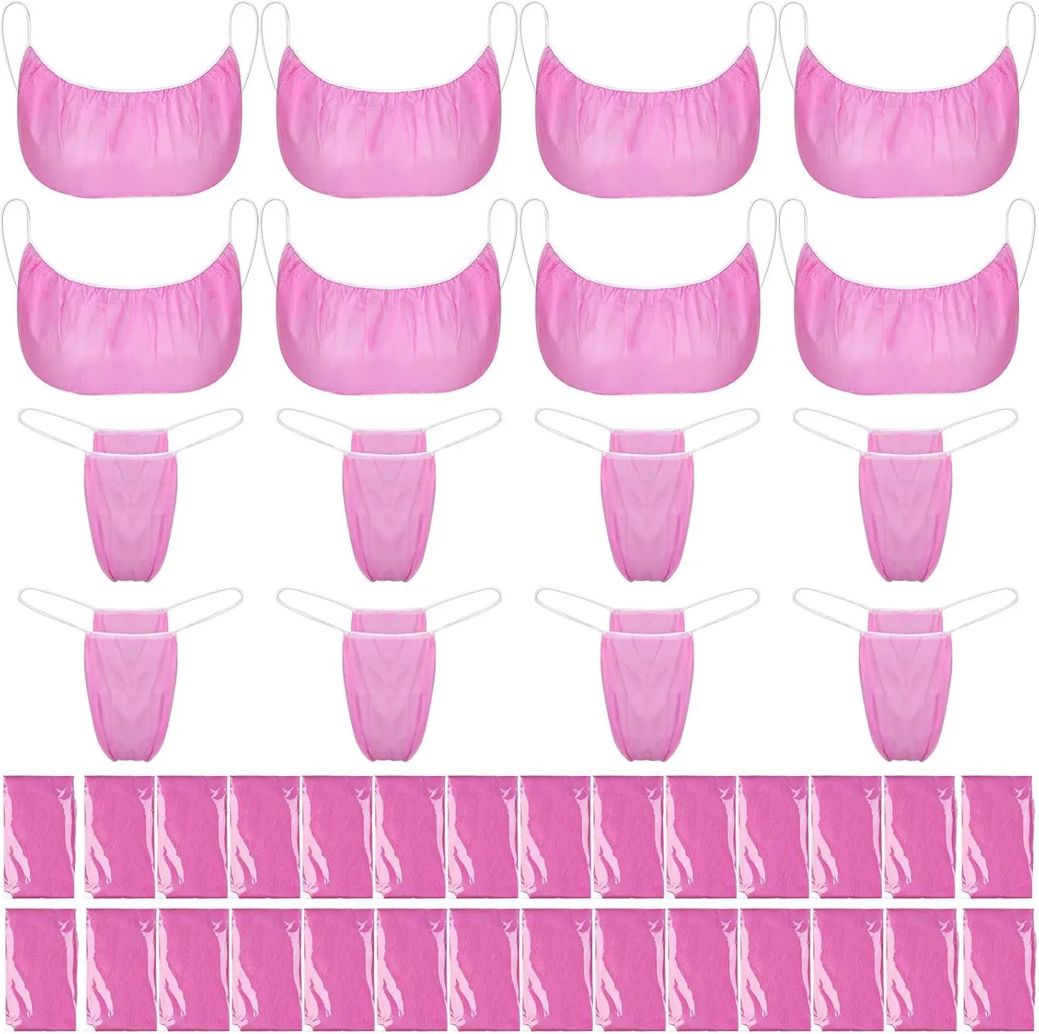 100Pcs Disposable Bra and Panties Women Disposable Bikini T Thong and Bra Spa Underwear for Spa Massage Spray Tanning