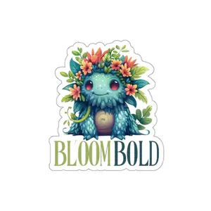Die-Cut Stickers, Bloom Bold Plant Gremlin sticker, Floral Plant Vinyl Decal, Nature Lover Laptop Sticker, Houseplant Water Bottle Decal,