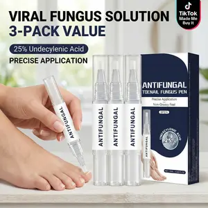 Anti-Fungal Nail Pen Treatment 25% Undecylenic Acid Toenail Care Kit for Athlete's Foot Jock Itch & Ringworm Botanical Essential Oils 3-Pack Value