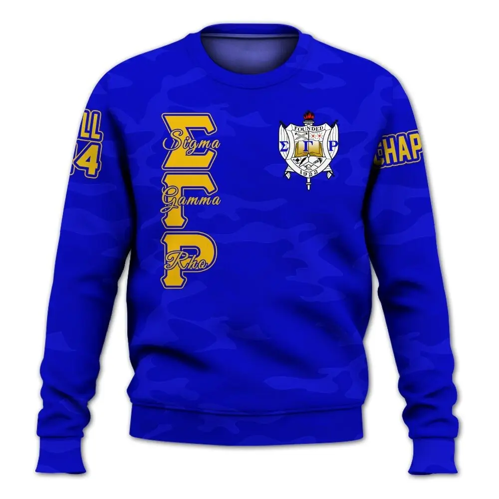 Ireishprint Sigma Gamma Rho Custom Chapter Shirt, Personalized Camo Style Royal Blue Shirt 1922 Sorority Sweatshirt