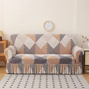 Elegant Stretch Skirted Sofa Cover for Living Room Bedroom Office, Soft Comfortable and Durable Polyester Blend, Year-Round Use, Couch Cover