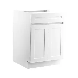 summervibes VEVOR White Shaker Base Cabinet with Drawer, 24-Inch Unassembled Drawer Base Cabinet, 24 Wx 24 Dx 34.5 H Ready to Assemble Cabinet with Soft-Close Doors and Adjustable Shelf, for Home Office