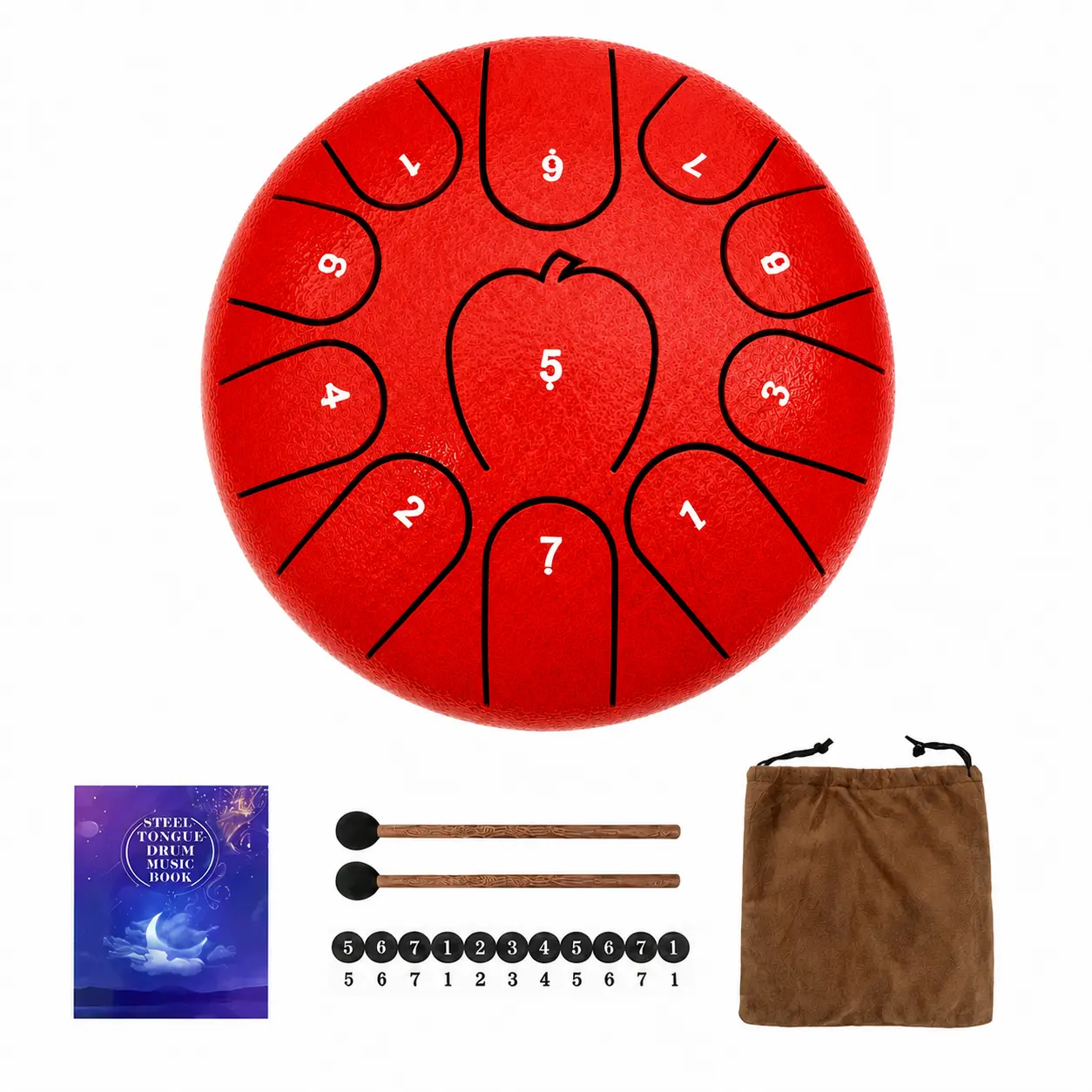 11-Note Steel Body Steel Tongue Drum with Carry Bag, Mallets, Beginner-Friendly Handpan-Style Percussion Instrument for Adult Meditation, Relaxation