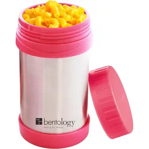 Bentology Stainless Steel Vacuum Insulated Food Jar - 17 oz Pink - Large Lunch Jar for Soup and more - Contains No Phthalates, BPA, or PVC