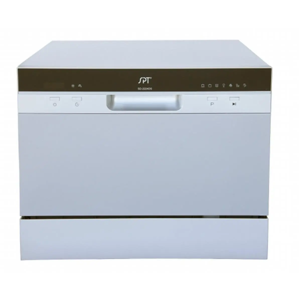 Sunpentown Compact Countertop Dishwasher - Silver, 120V-60Hz, Timer Delay Start, LED Display, Quick Connect, Residual Heat Drying, Fits 10.5 in Diameter Dishware, 10.8 L/2.85 gal Capacity