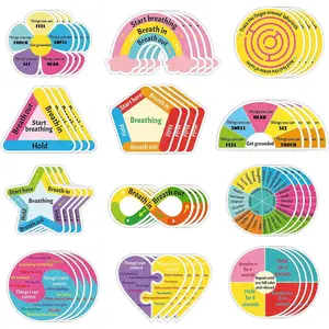 96 Pcs Breath Calm Anxiety Sensory Stickers Reusable Mindfulness Stickers Calming Strips Adhesive Sensory Strips for School Office Classroom Desk Adults Teens Counselor Tension Fidget Supplies