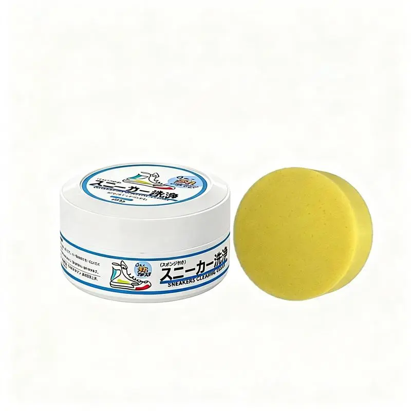 260g White Shoe Cream Spot Cleaner with Eco-Friendly Waterless Cleaning Leather Care Sponge - 1 Pack Household Footwear Surface Care Supply