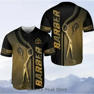 Barber Shop Baseball Jersey-Hairdresser &Hairstylist Shirt with Scissors Design, BarbershopGift for Him.Cool Workwear for Men & Women