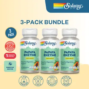Solaray Papaya Enzyme Chewables 3-Pack Bundle – Digestive Enzyme Supplement for Digestion, Bloating & Stomach Comfort