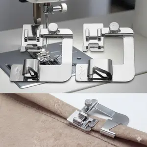 Quick Sewing Machine Hemming Tool Set, No-Adjustment Snap-On Hemmer Feet, Multi-Size Anti-Rust Alloy Sewing Attachments. 13mm 19mm 25mm Interchangeable, Hemming Presser Foot for Various Fabric Edge Finishing, Sewing Supplies Crafts