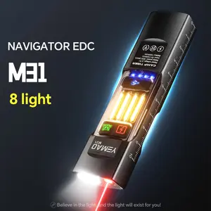 PASIION 580LUMEN Flat EDC Infrared Flashlight with 12 Modes UV Infrared Work Light Two-Way Back Clip Magnetic Tail Rechargeable Reusable Battery Level Indicator Tease Cat