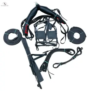 Premium Black Leather Pony Regular Horse Driving Harness - Complete Set