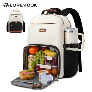 【NEW IN】LOVEVOOK Lunch Backpack with Lunch Compartment,15.6 Inch Laptop Work Travel Insulated Cooler Backpack,Waterproof College Teacher Lunch Bag Box with Tumbler Holder,Gifts for Men Women