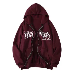 Men'S Sweatshirts Hoodies Zip Up Jacket Zip Up Hoodies Hip Hop Sweatshirt Vintage Goth Print Hooded Jacket Sudaredaras Hombre