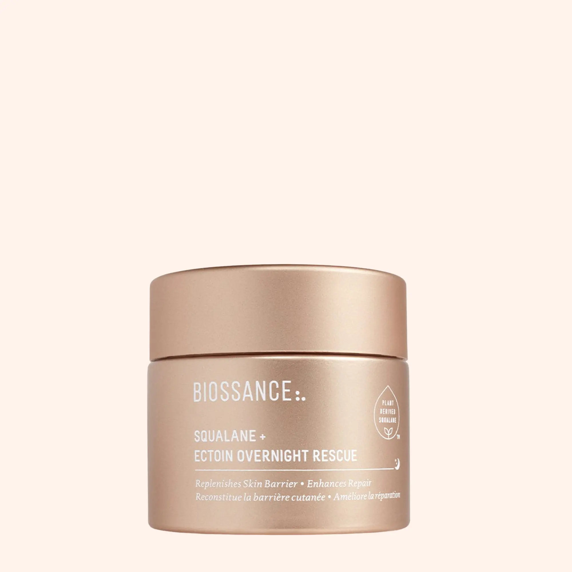 Biossance Squalane + Ectoin Overnight Rescue Face Cream – Intensive 24h Hydration for Dry/Sensitive Skin – Boosts Repair, Smoothens, Rejuvenates – Use as Moisturizer/Overnight Mask