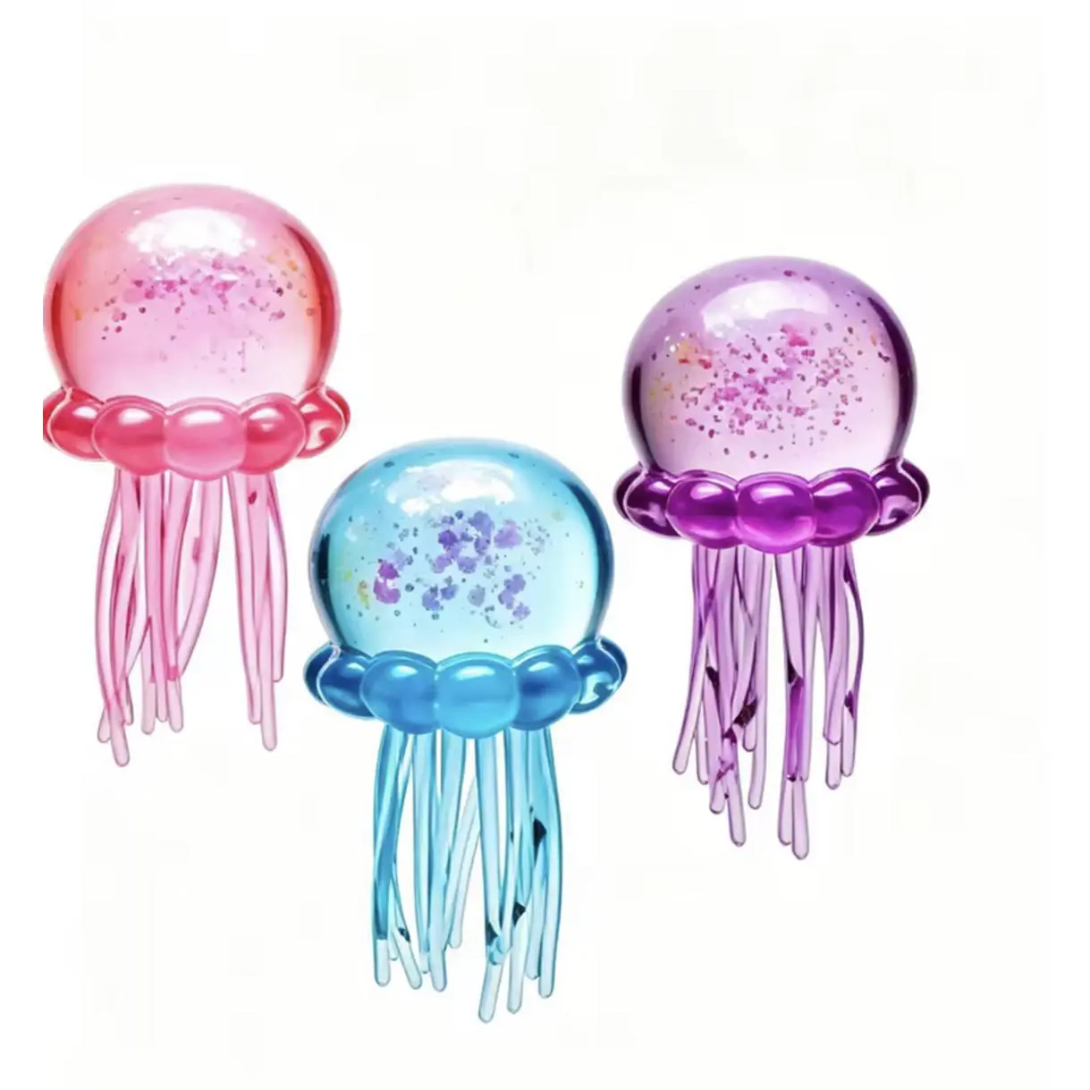 Squishy Jellyfish - Colorful Gelatinous Jellyfish with Long Tentacles and Sparkle Effects for Fun and Playtime