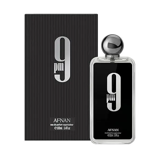 Afnan 9 PM Eau de Parfum (EDP) for Men, 100ml/3.4 oz (3 to 3.9 fl oz) Liquid Fragrance, Long-Lasting Evening Fragrance Cologne with Warm Vanilla, Amber, Fresh-Sweet & Spice Notes, Signature Alcohol-Based Scent, Fruity, Single Item
