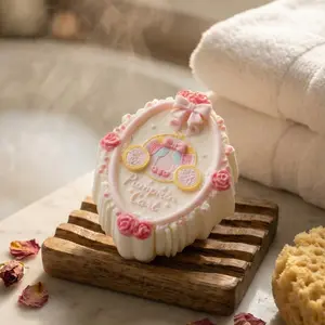 Pawtoto Pink Pumpkin Carriage Cookie Squishy Toy Food Grade Silicon Creamy Clay Feel Soft Quick Rebound Handmade Relaxation Toy