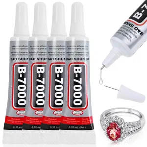5pcs B-7000 Glue Clear Waterproof for Rhinestone Crafts, Jewelry and Bead Adhesive B7000 Semi Fluid High Viscosity Glues for Clothes Shoes Fabric Cell Phones Screen Repair Metal Stone Nail Art Glass