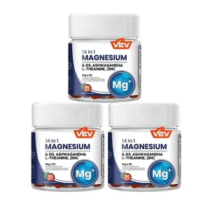 3 YY VEV Magnesium Gummies 14-in-1 with Ashwagandha, L-Theanine, D3 & Zinc - Natural Calm, Stress Relief & Deep Sleep Support for Adults - Non-GMO, Vegan