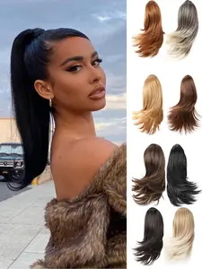 Hair Short Claw Clip In Ponytail Extension, Lightweight Individual Extensions, Drawstring Curly Wavy Hairpiece in Synthetic Hair Daily Special Occasions, Synthetic Hair Pieces