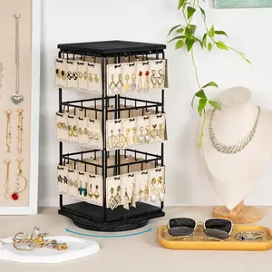 360 Rotating Earring Display Stands for Selling, Earring Rack Display Holder Organizer Stand, Jewelry Display for Vendors Selling Earring Cards, Necklaces, Bracelets, Hair Accessories