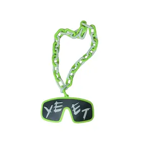 Green Jey Uso Yeet Glasses Inpired WWE Wrestling Necklace Chain 32" Hype Bling