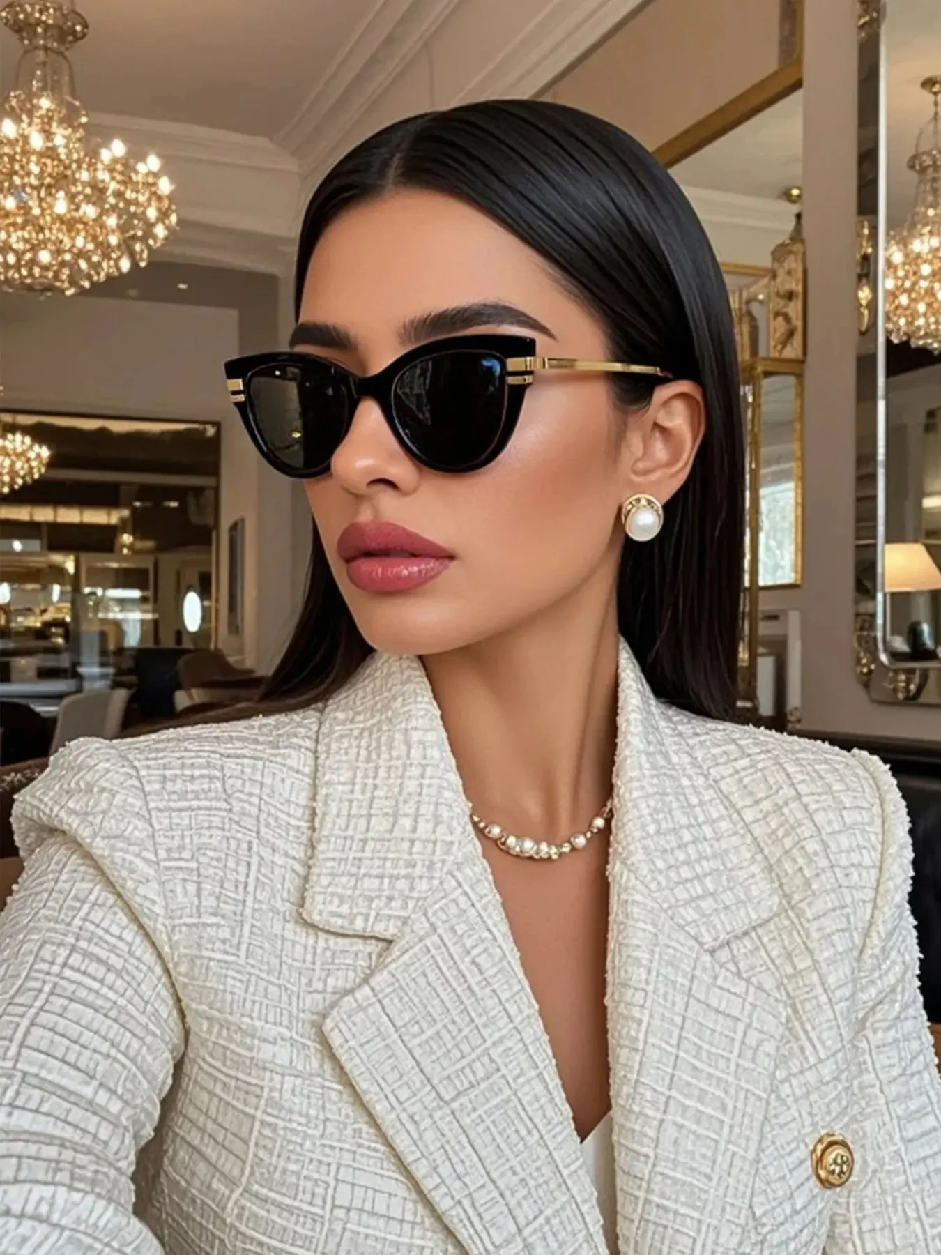 Women's Retro Cat Eye Small Frame Fashion Trendy Vintage Sunglasses, Classic Style, Outdoor Travel, Beach Vacation, Casual Daily Wear