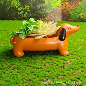 Dog-shaped Succulent Flower Pot, Desktop Ornament, Home & Outdoor Balcony Garden Courtyard Flower Pot Decoration