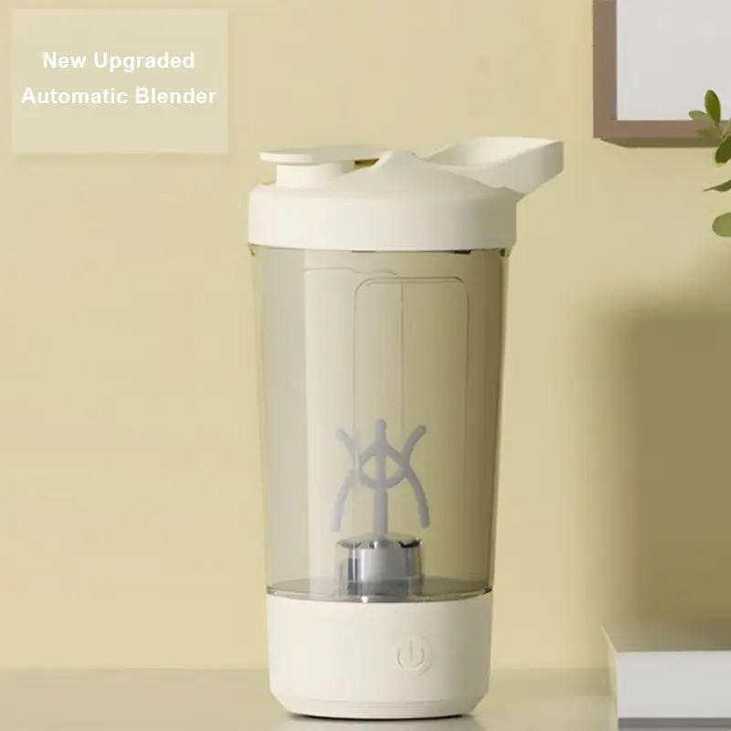 New Upgraded Rechargeable Battery PP Plastic Portable Blender - 0.45L IPX4 Waterproof, Shatterproof Smart Control Electric Self-Stirring Cup for Milk, Coffee, Kitchen Mini Gift