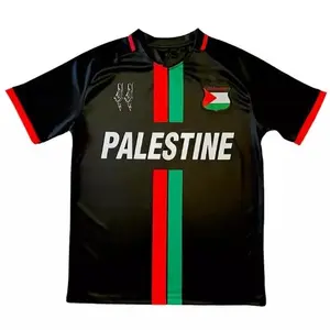 Palestine Black Centre Striped (Red/Green English) Football Shirt